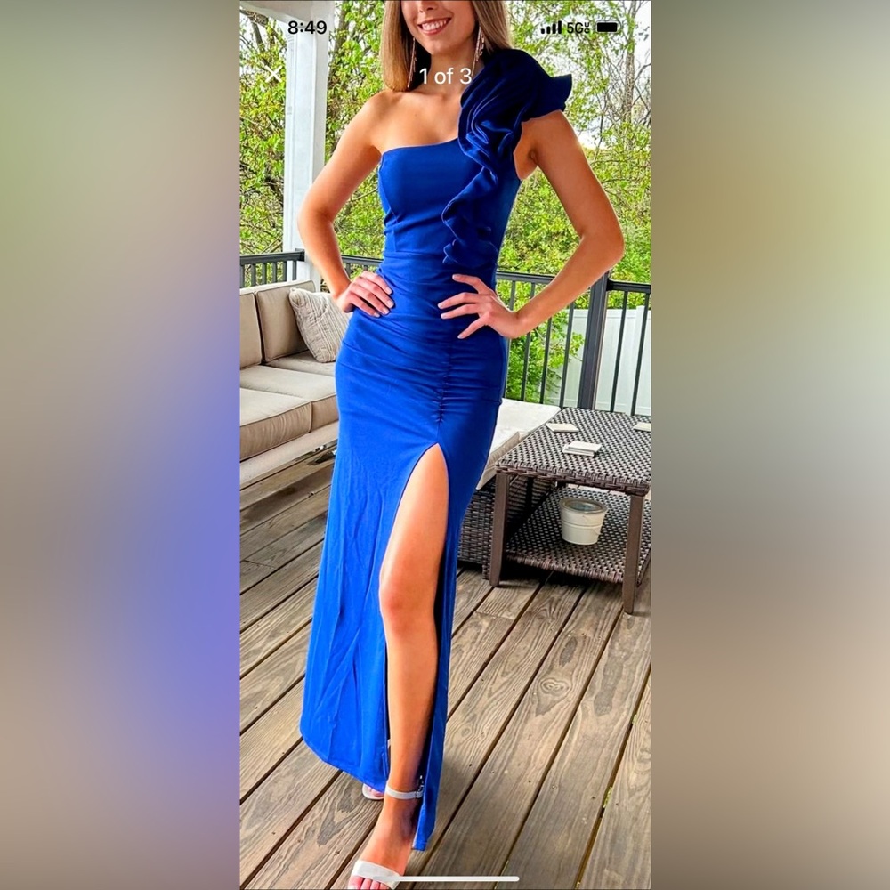 Honey and Rosie Blue One Shoulder Dress